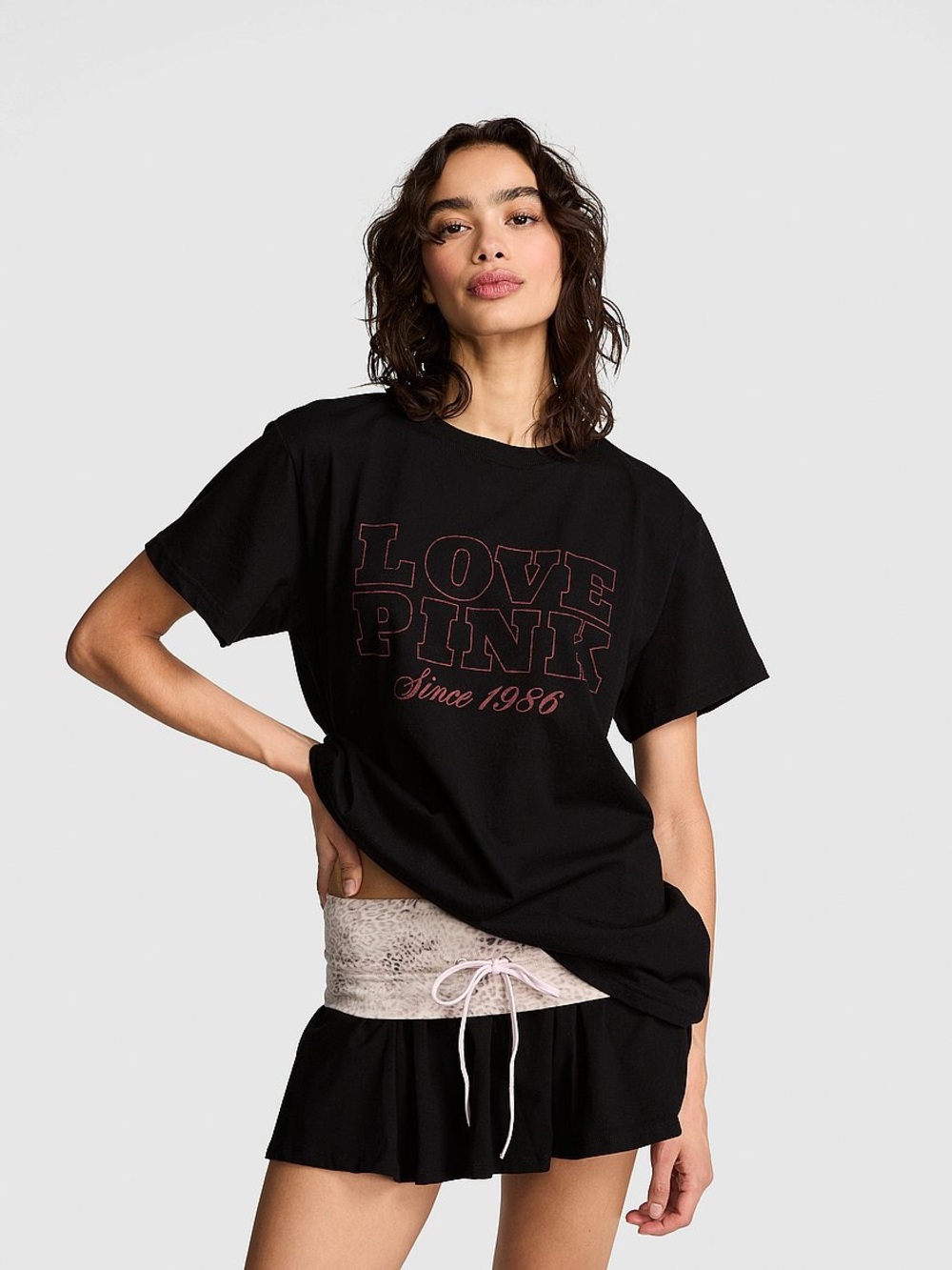 PINK Victoria's Secret Black 'Love PINK Since 1986' Graphic Tee